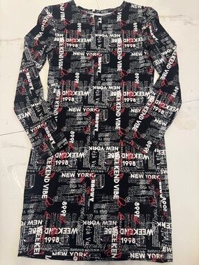 Primark Black White and Red Graphic Print Kids Casual Dress